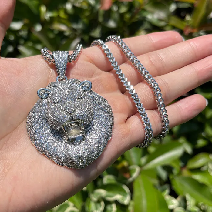 Lion Head Necklaces Lion Head Iced Out Diamond Pendant Necklace