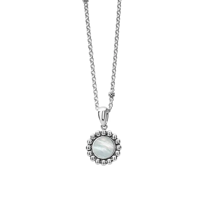 Maya Small Mother of Pearl Circle Pendant Necklace LAGOS Necklaces