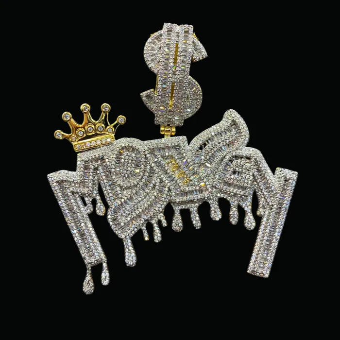 Money with Dollar Bail Iced Out Letter Diamond Pendant Necklace MONEY WITH DOLLAR Necklaces Money with Dollar Bail Iced Out Letter Diamond Pendant Necklace MONEY WITH DOLLAR Necklaces