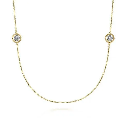 Necklaces 14K Yellow Gold Bujukan Double Sided Diamond Station Necklace GABRIEL CO Necklaces 14K Yellow Gold Bujukan Double Sided Diamond Station Necklace GABRIEL CO