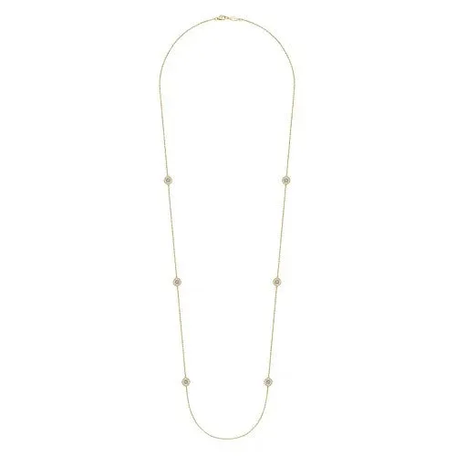 Necklaces 14K Yellow Gold Bujukan Double Sided Diamond Station Necklace GABRIEL CO Necklaces 14K Yellow Gold Bujukan Double Sided Diamond Station Necklace GABRIEL CO