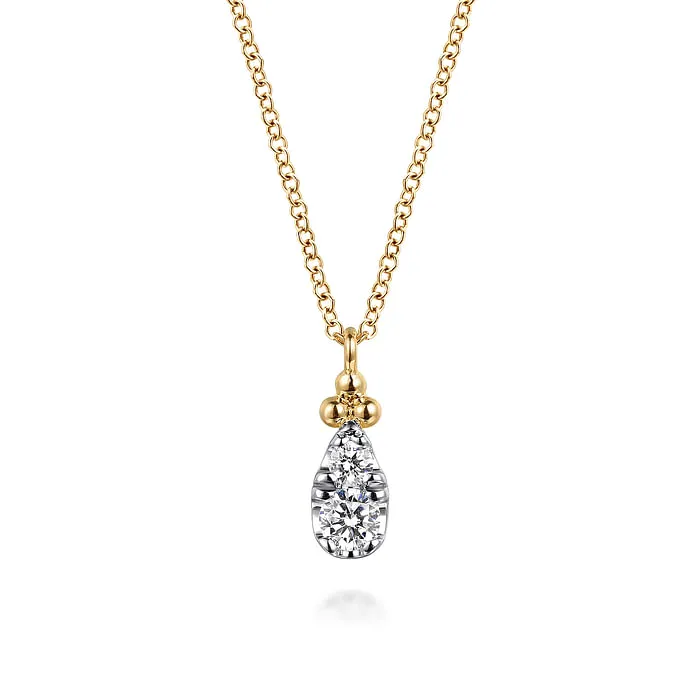 Necklaces 14K Yellow Gold Diamond Bujukan Teardrop Pendant Necklace GABRIEL CO Necklaces 14K Yellow Gold Diamond Bujukan Teardrop Pendant Necklace GABRIEL CO