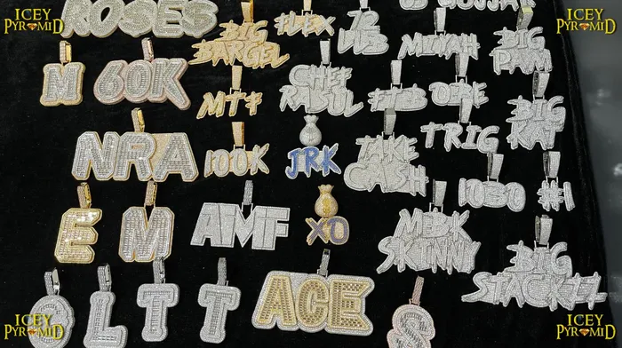 Necklaces BADGE Your Initial or Name on Rectangle Diamond Iced Out Personalized Custom Necklace Pendant