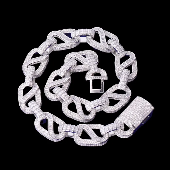 Necklaces Baguette Infinity 20MM Baguette Infinity Link Cuban Iced Out Diamond Necklace Chain Necklaces Baguette Infinity 20MM Baguette Infinity Link Cuban Iced Out Diamond Necklace Chain