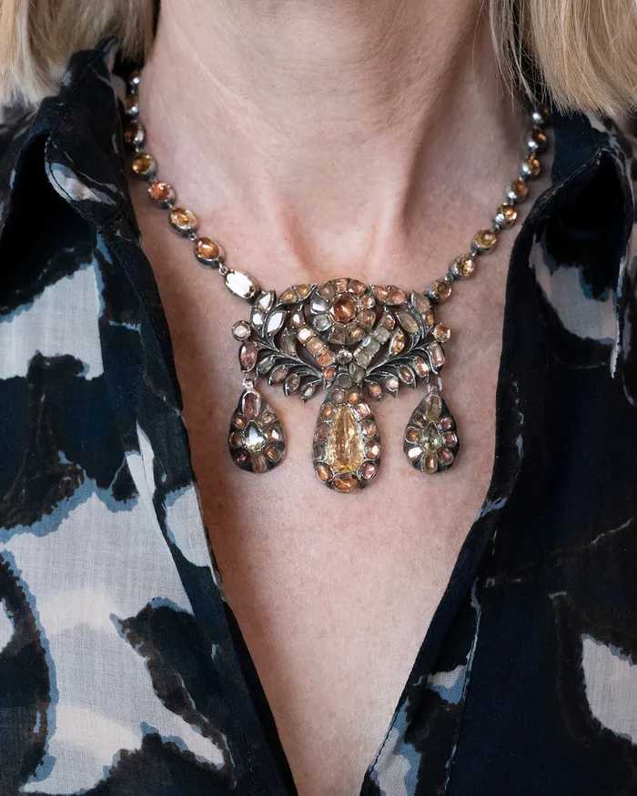 Necklaces Bell Bird Antiques 18th Century Iberian Topaz Necklace