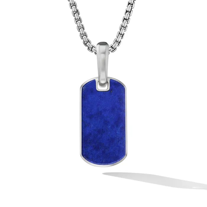 Necklaces David Yurman Chevron Tag in Sterling Silver with Lapis Lazuli 21mm
