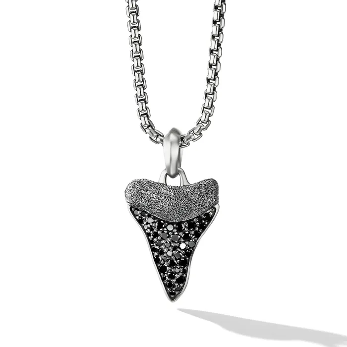 Necklaces David Yurman Shark Tooth Amulet in Sterling Silver with Black Diamonds 27mm Necklaces David Yurman Shark Tooth Amulet in Sterling Silver with Black Diamonds 27mm
