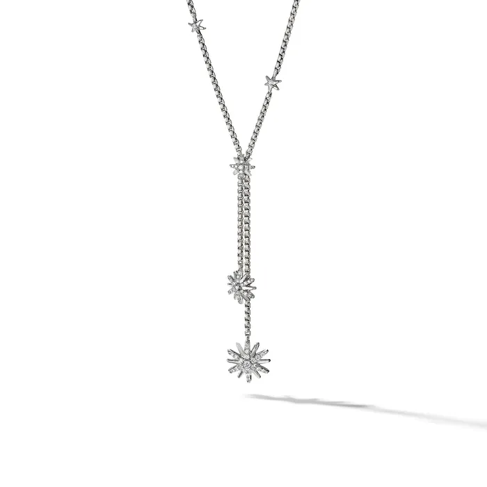 Necklaces David Yurman Starburst Y Necklace in Sterling Silver with Diamonds Necklaces David Yurman Starburst Y Necklace in Sterling Silver with Diamonds