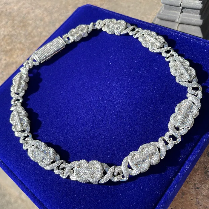 Necklaces Dollar and Infinity 10MM Dollar Sign and Infinity Link Iced Out Diamond Necklace Chain