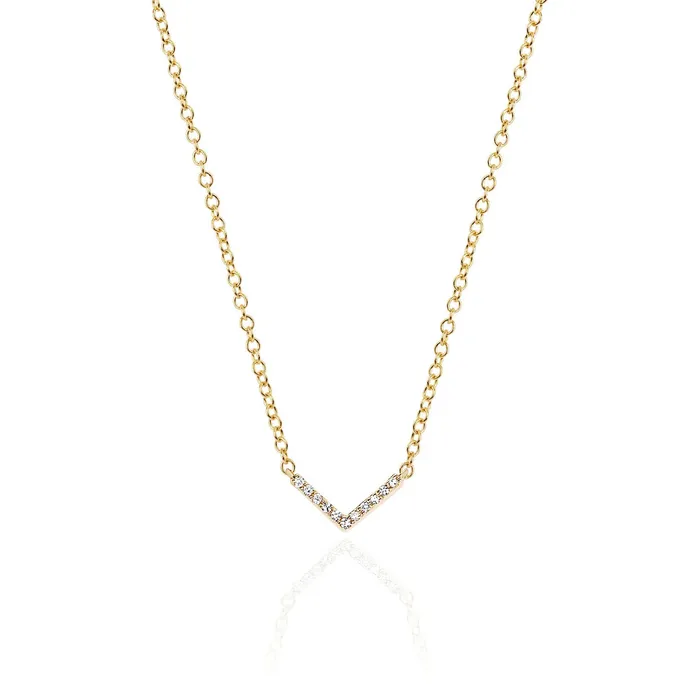 Necklaces EF COLLECTION Diamond Mini Chevron Necklace