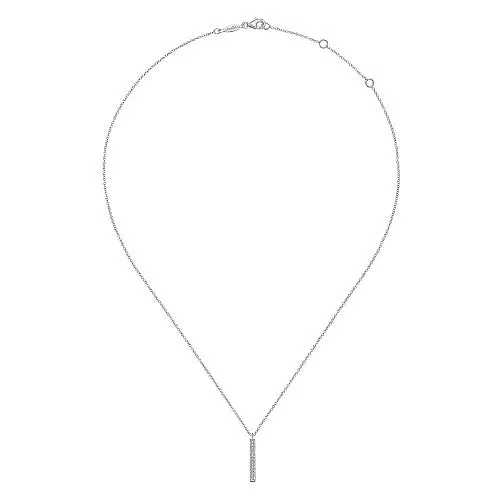 Necklaces GABRIEL CO 14K White Gold Diamond Bar Pendant Necklace