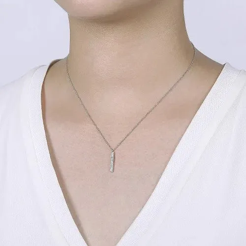 Necklaces GABRIEL CO 14K White Gold Diamond Bar Pendant Necklace