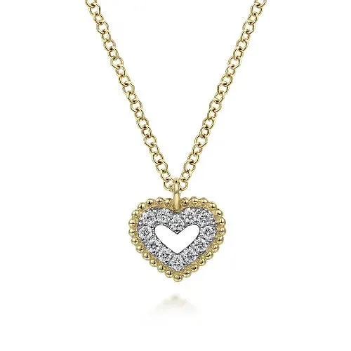 Necklaces GABRIEL CO 14K Yellow Gold Bujukan Diamond Pave Heart Pendant Necklace Necklaces GABRIEL CO 14K Yellow Gold Bujukan Diamond Pave Heart Pendant Necklace