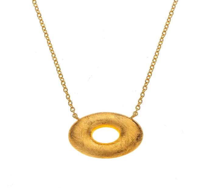 Necklaces Nava Zahavi Nava Zahavi Gold Plated Oval Donut Necklace