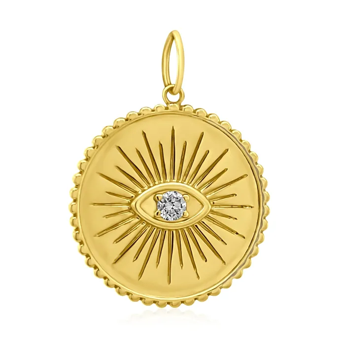 Necklaces NicoleHD Jewelry Large Gold Evil Eye Charm With Diamond