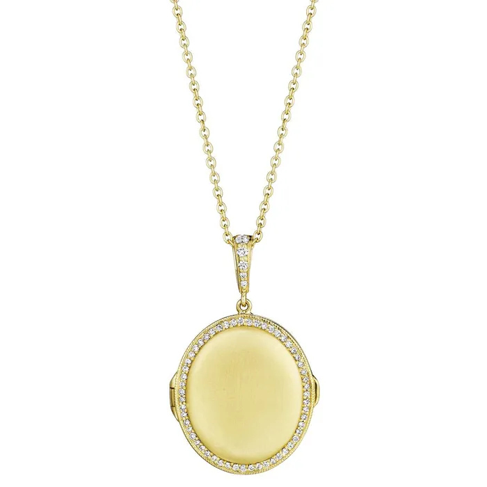 Necklaces Oval Locket Diamond Frame Bale Pendant Polachecks Collection