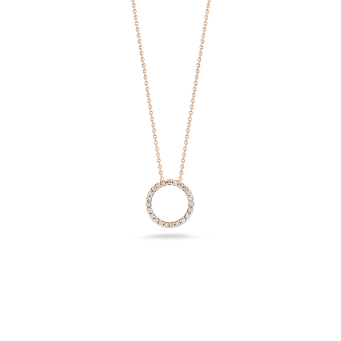 Necklaces ROBERTO COIN 18k Rose Gold Diamond Circle Necklace