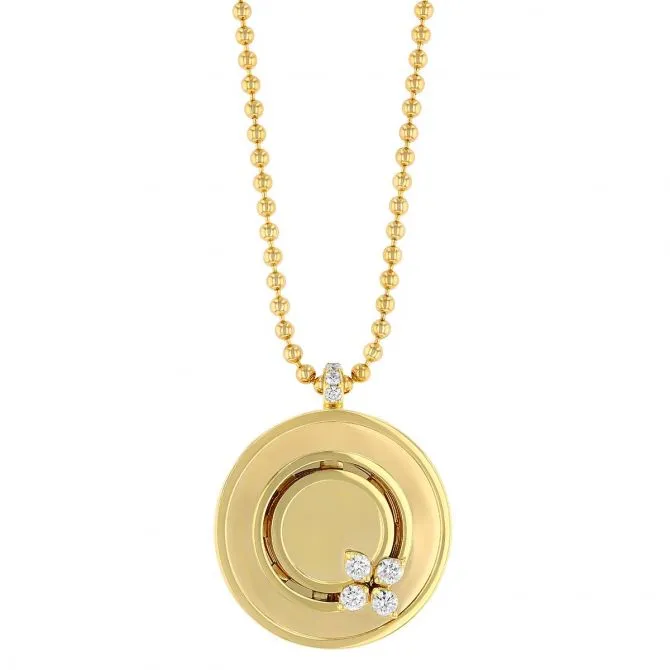 Necklaces ROBERTO COIN Love in Verona Yellow Gold Small Medallion Pendant with Diamonds Necklaces ROBERTO COIN Love in Verona Yellow Gold Small Medallion Pendant with Diamonds