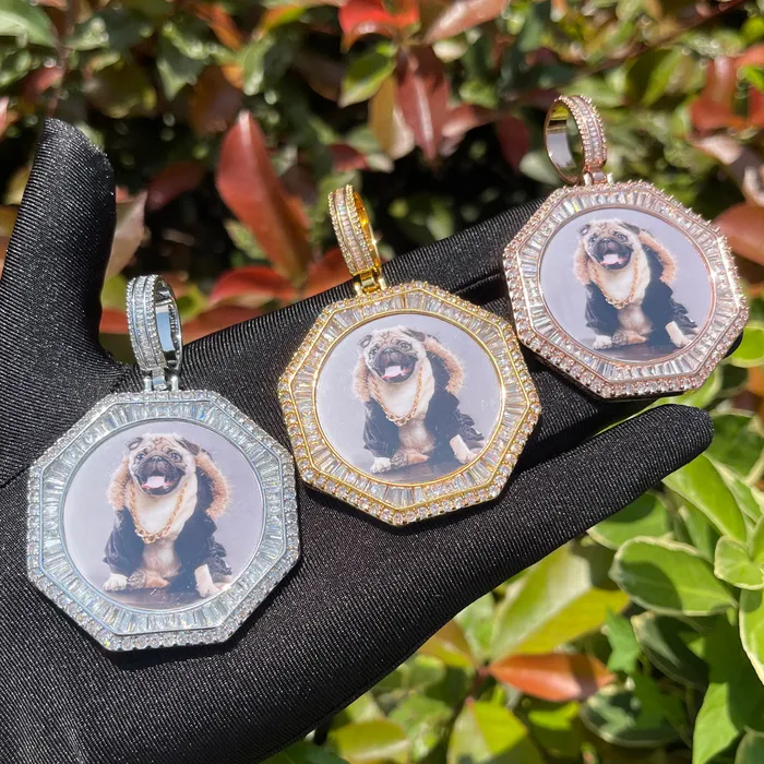 Necklaces Stones and Baguette Stones and Baguette Octagon Custom Photo Picture Pendant Necklace Necklaces Stones and Baguette Stones and Baguette Octagon Custom Photo Picture Pendant Necklace