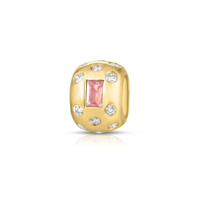 NicoleHD Jewelry Necklaces Diamond And Pink Sapphire Spacer Bead