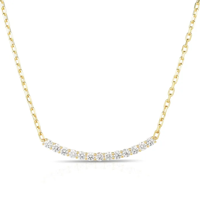 NicoleHD Jewelry Necklaces Diamond Curved Bar Chain Necklace