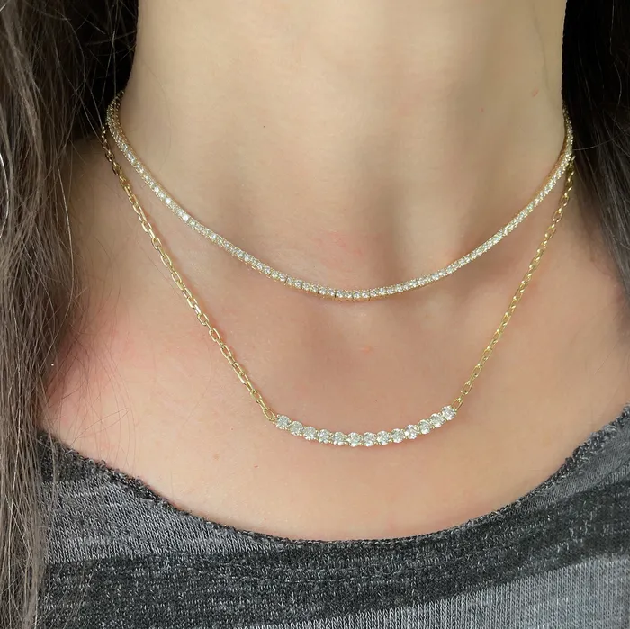 NicoleHD Jewelry Necklaces Diamond Curved Bar Chain Necklace NicoleHD Jewelry Necklaces Diamond Curved Bar Chain Necklace
