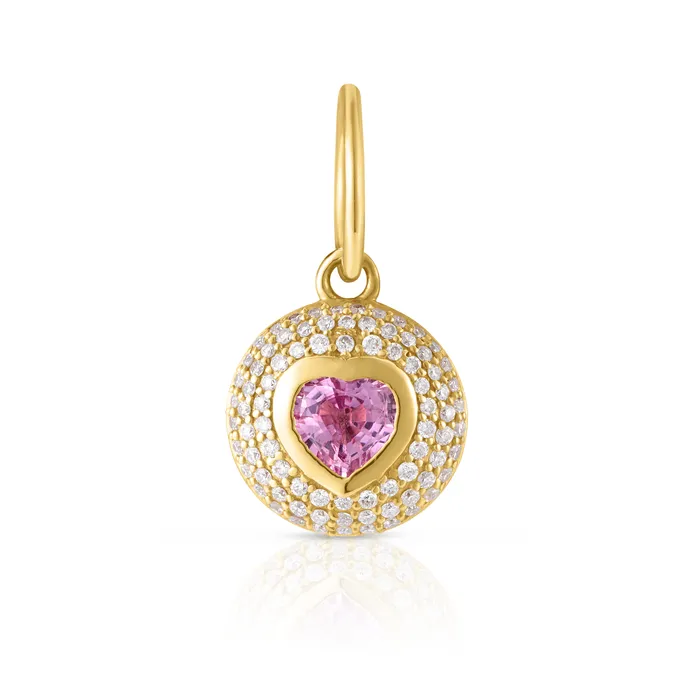 NicoleHD Jewelry Necklaces Pink Sapphire Heart And Diamond Charm