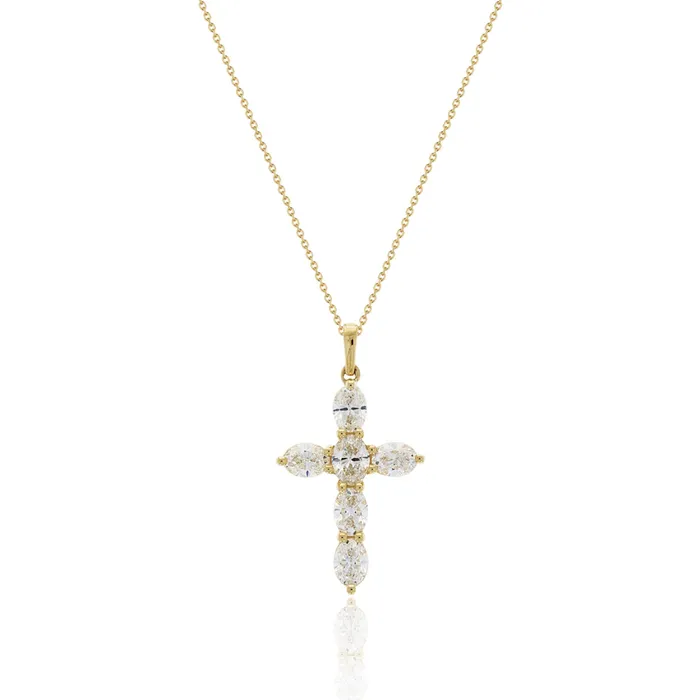 Polachecks Collection Necklaces Oval Diamond Cross Pendant