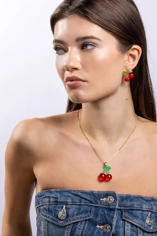 Pop the Cherry necklace Golden Crystal Haze Jewelry Necklaces