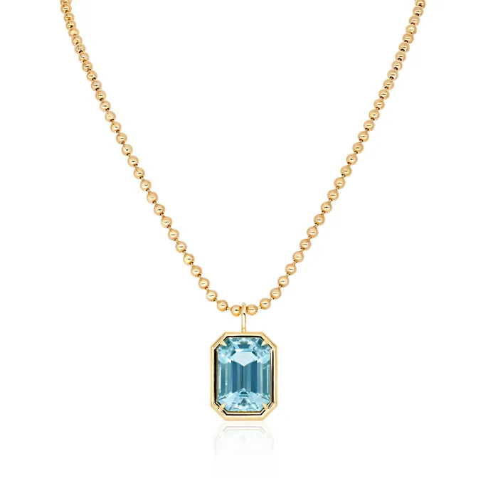 Rahaminov Diamonds Necklaces Emerald Cut Aquamarine Pendant