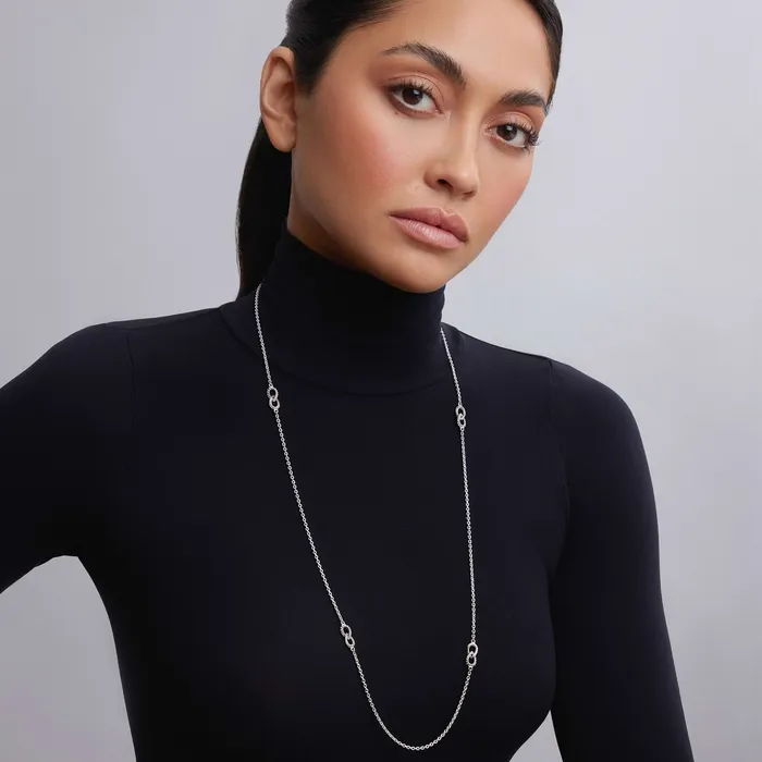 Signature Caviar Fluted Link Station Necklace LAGOS Necklaces