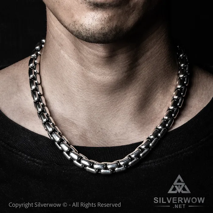 silverwow Necklaces 12mm ROUND Box Chain Silver Necklace