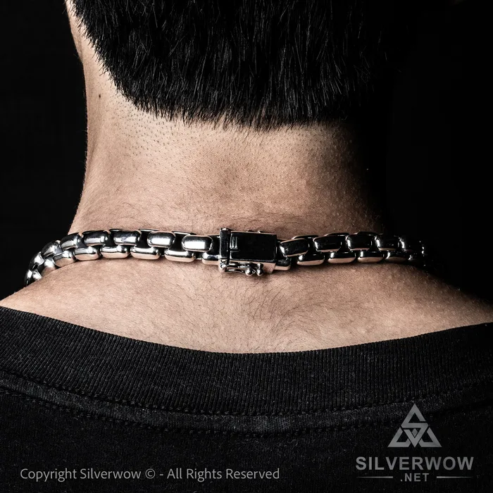 silverwow Necklaces 12mm ROUND Box Chain Silver Necklace