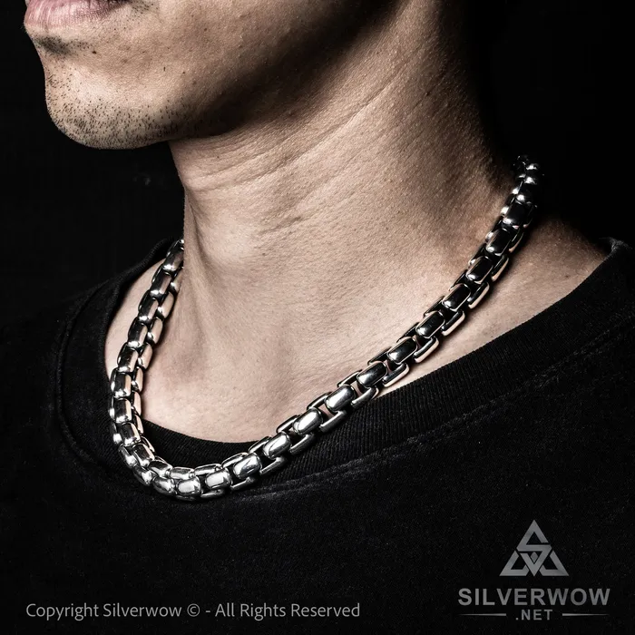 silverwow Necklaces 12mm ROUND Box Chain Silver Necklace