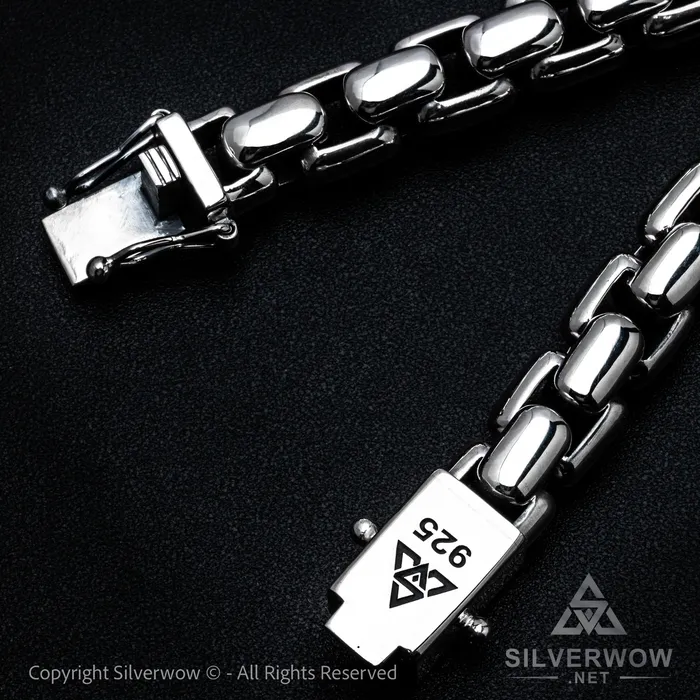 silverwow Necklaces 12mm ROUND Box Chain Silver Necklace