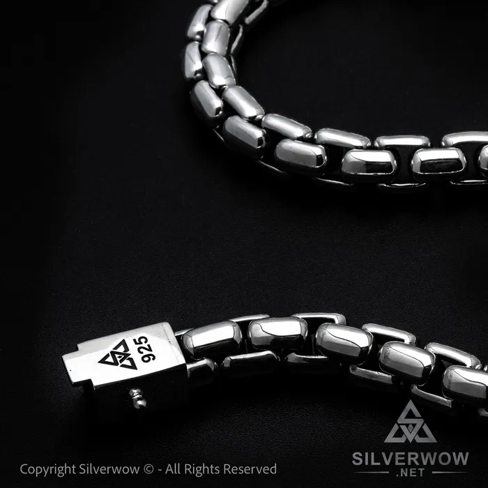 silverwow Necklaces 12mm ROUND Box Chain Silver Necklace