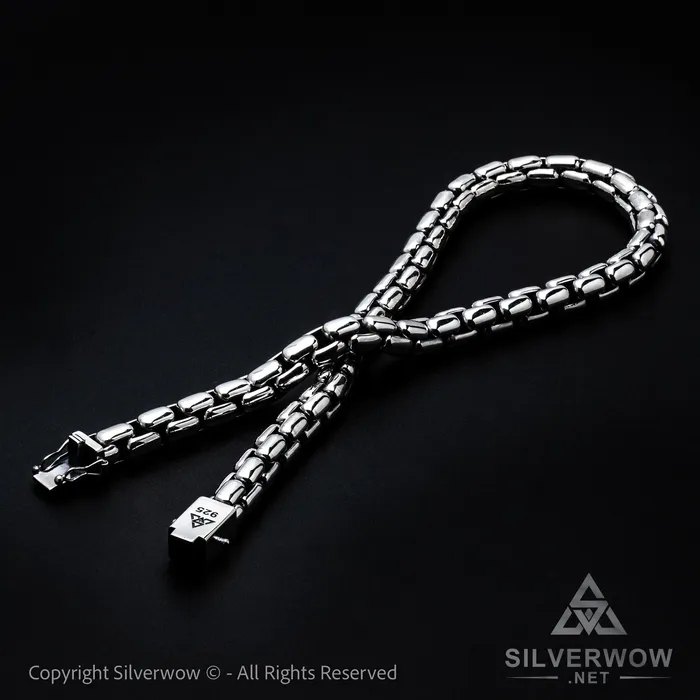silverwow Necklaces 12mm ROUND Box Chain Silver Necklace