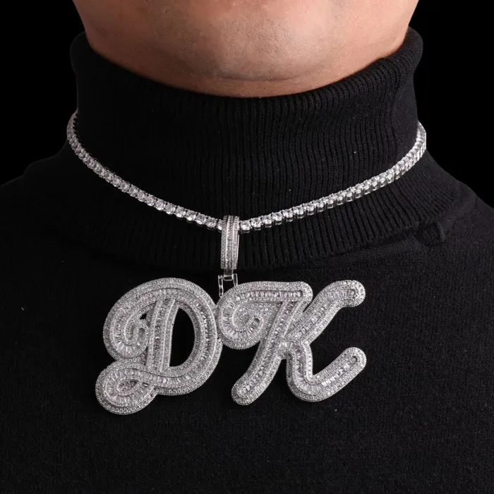 STYLISH Designer Font Baguette Iced Out Personalized Custom Name Necklace Pendant Necklaces STYLISH Designer Font Baguette Iced Out Personalized Custom Name Necklace Pendant Necklaces