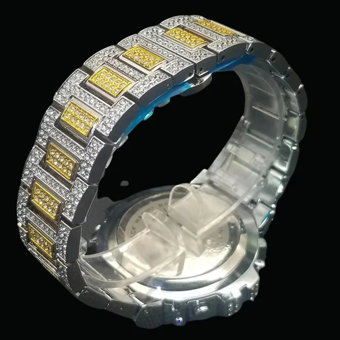 Watches DIGITAL Digital Led Waterproof Chronograph Iced Out Diamond Watch