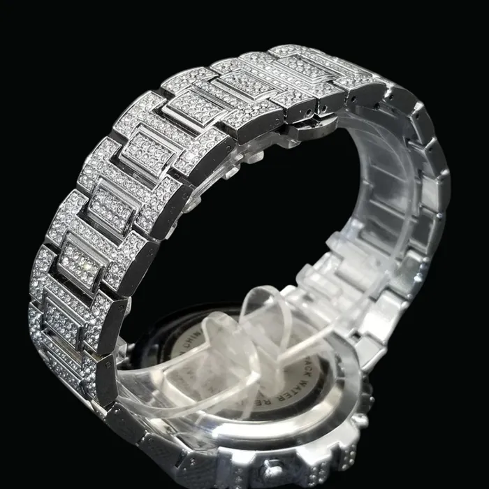 Watches DIGITAL Digital Led Waterproof Chronograph Iced Out Diamond Watch